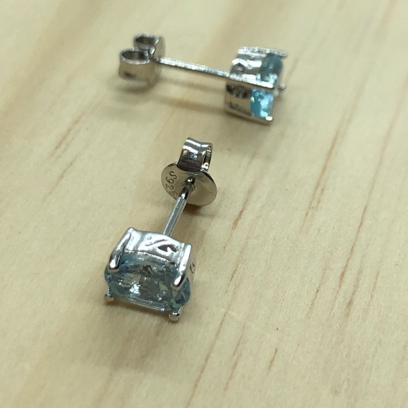 Blue Topaz Stud Earrings - Picture 6 of 8